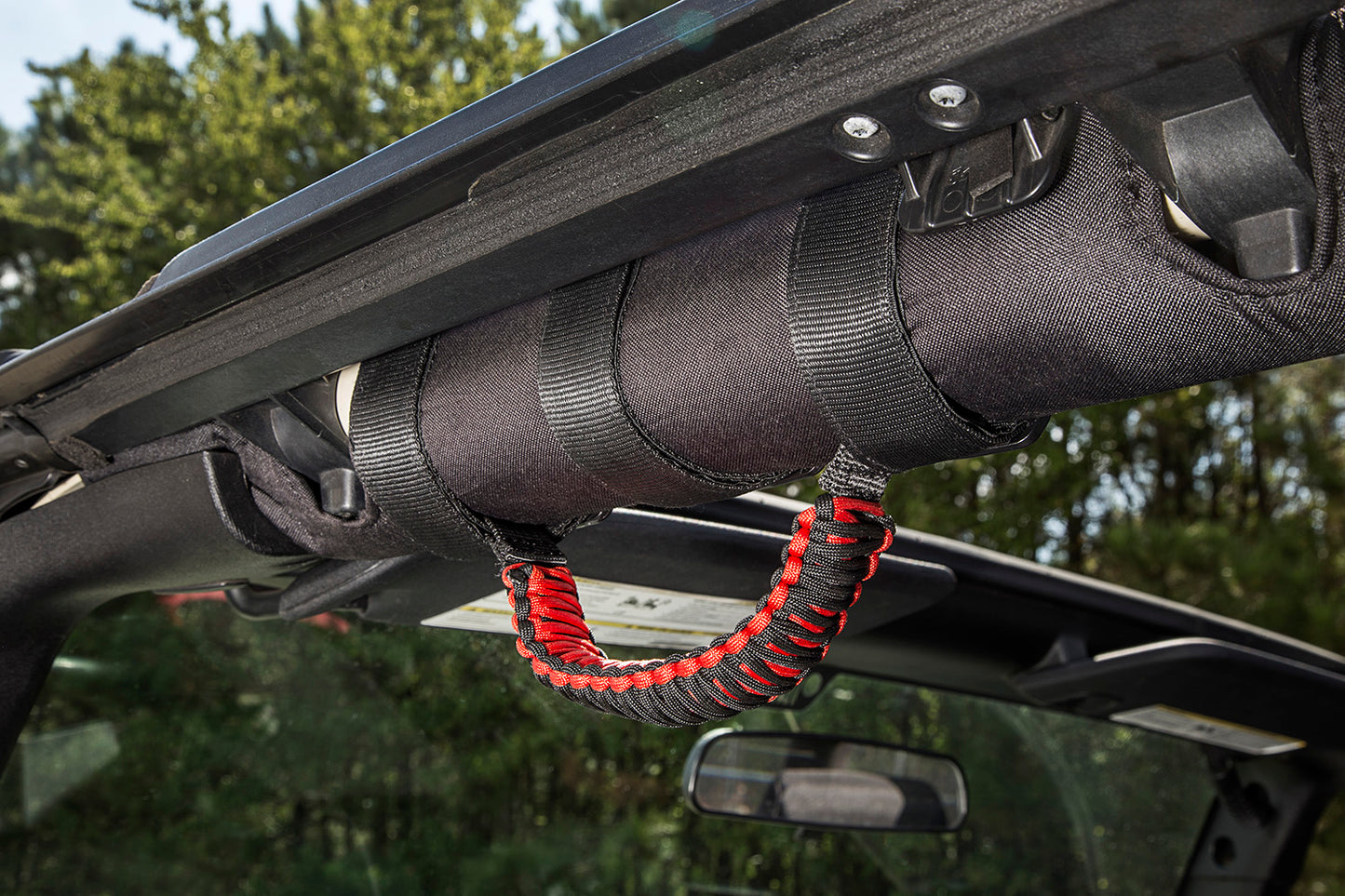 ~(0.8 lbs. 13X6X4)~ Grab Handle Kit Paracord Red Black 55-21 Jeep CJ Wrangler Gladiator