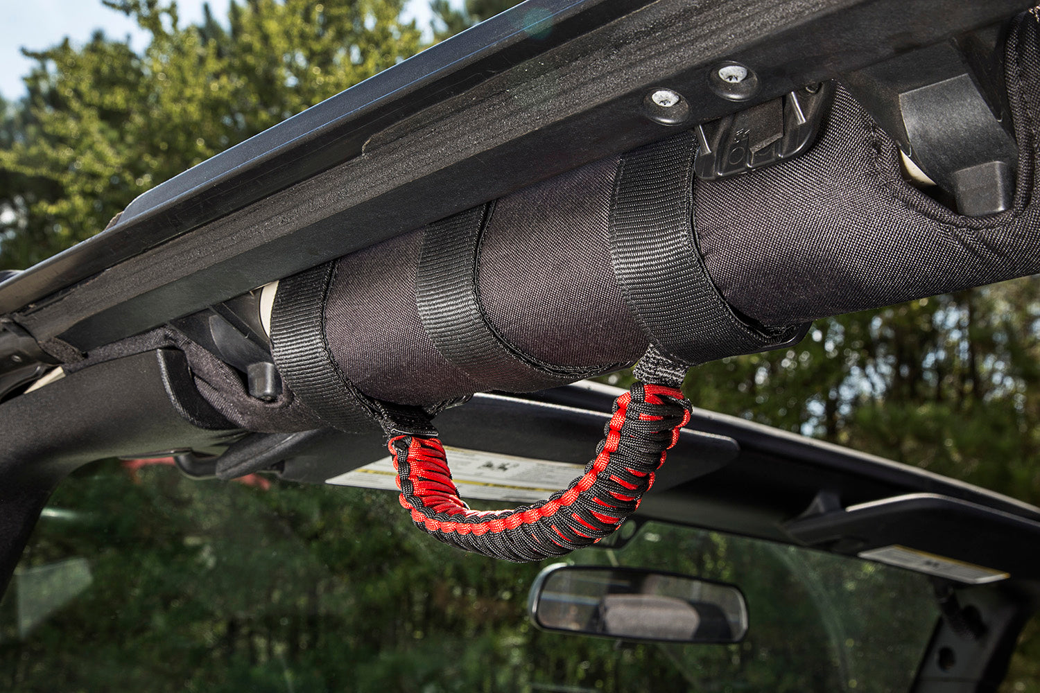 ~(0.8 lbs. 13X6X4)~ Grab Handle Kit Paracord Red Black 55-21 Jeep CJ Wrangler Gladiator