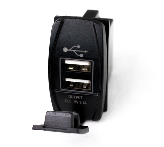 ***Discontinued***LED Rocker Switch 2-Port USB Charge Panel w/ White Radiance
